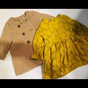 Baby Gap Wool Coat & OshKosh Mustard Yellow Dress